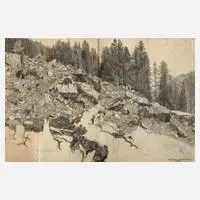 Felssturzgelände bei Trafoi by Adolf Fischer-Gurig, Bleistift auf leichtem Karton mit teils ergänzten Partien, sold Mar 2025