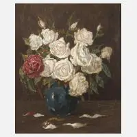 Walter Friederici, "Weiße Rosen", Öl auf Karton