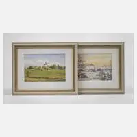 Maritta Seybold, Paar vogtländische Landschaften, Aquarell auf Karton