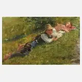 Max Lehmann, Knaben am sommerlichen Wegesrand, 1895, Öl auf Leinwand