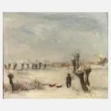 Schwimmer Max, Jäger in verschneiter Landschaft, Aquarelle