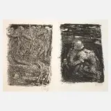 Bernhard Heisig, Zwei Blätter aus "Krieg", Lithographien auf leichtem Karton