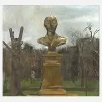 Rolf Kuhrt, "Denkmal", Öl auf Hartfaserplatte