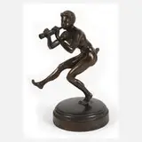Franz Nachtmann, Tanzender Faun mit Doppelaulos, Bronze
