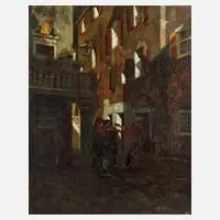 Eduard Ameseder, "Ein Ständchen", Öl auf Leinwand