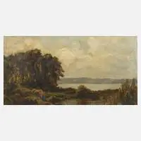 Bernhard Fiedler, Seenlandschaft, Öl auf Leinwand