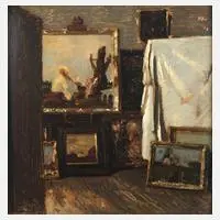 Adolf Hengeler, Atelierstudie, 1863, Öl auf Malkarton