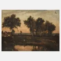 Théodore Rousseau, Abend am Weiher, Öl auf Leinwand
