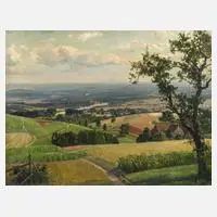 Albert Bitterlich, "Landschaft am Inn", 1937, Öl auf Leinwand