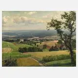 Albert Bitterlich, "Landschaft am Inn", 1937, Öl auf Leinwand
