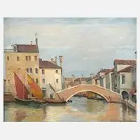 Blume Paul, "Fischerhafen von Chioggia", Öl auf Leinwand