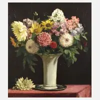 Theodor Bohnenberger, "Sommerblumen in Nymphenburger Vase", Öl auf Sperrholz
