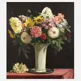 Theodor Bohnenberger, "Sommerblumen in Nymphenburger Vase", Öl auf Sperrholz