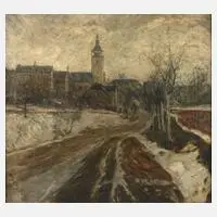 Leo Fitz, Winzerliche Stadtansicht, Öl auf Leinwand