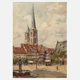 Walter Gemm, Der Markplatz von Halberstadt, Öl auf Leinwand