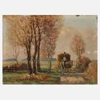 Ernst Haymann, »Postkutsche bei Haimhausen«, Öl auf Sperrholzplatte