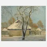 Adolf Luntz, "Russische Bauernhäuser", 1929, Öl auf Leinwand
