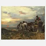 Gustav Marx, Abendliche Heimkehr, Öl auf Leinwand