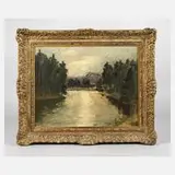 Hermann Pfaffmann, Flusslandschaft, 1927, Öl auf Leinwand