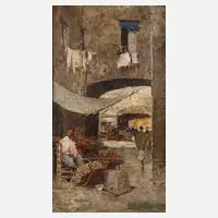 Gustavo Pisani, Südländische Marktszene, Öl auf Leinwand