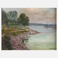 Hans Ranzoni d. J., Flussbiegung im Abendlicht, Öl auf Leinwand