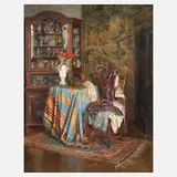 Lea Reinhart, Großbürgerliches Interieur, Öl auf Holz