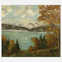Carl Reiser attr., Herbstlicher Alpensee, Öl auf Leinwand