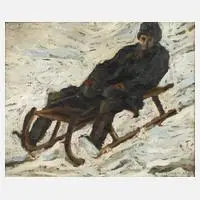 Andor Timon, Schlittenfahrer, Öl auf Karton