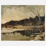 Robert Trätzl, Winter im Moor, Öl auf Leinwand