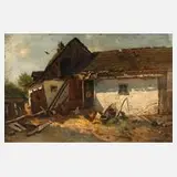 Paul Unbereit, Am Bauernhof, Öl auf Leinwand auf Keilrahmen