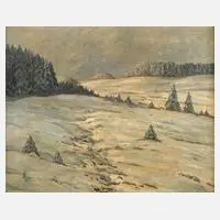 Verschneites Feld by Bohne, Öl auf Leinwand, sold Feb 2025