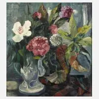 Mechthild Mannewitz, "Bauernrosen", Öl auf Leinwand