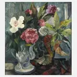 Mechthild Mannewitz, "Bauernrosen", Öl auf Leinwand