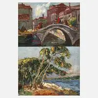 Paar italienische Impressionen by August Scheidel, Öl auf Platte, sold Feb 2025