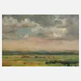 Gustav Schraegle, Blick auf Oberursel und Frankfurt, 1913, Öl auf Leinwand