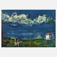Alexander Bertelson, "Menschen am Meer", 1969, Öl auf Malplatte