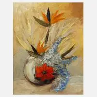 Georg Fink, Blumenstillleben, Öl auf Hartfaserplatte