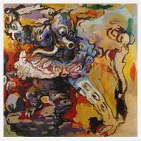 Eckehard Fuchs, "Gestörte Komunikation", Öl auf Leinwand und Keilrahmen