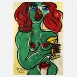 Peter Keil, „Sängerin Milva ...“, Acryl auf Leinwand und Spannrahmen
