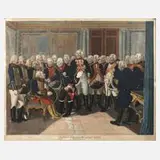 Georg Fried. J. Frentzel, Ziethen vor seinem König, Kupferstich auf Bütten