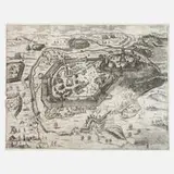 Johann Georg Göbel, Gotha aus der Vogelschau, Kupferstich auf schwachem Bütten