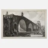 Ponte Molle in Rom by Giovanni Battista Piranesi, Radierung auf grobem Bütten, sold Feb 2025