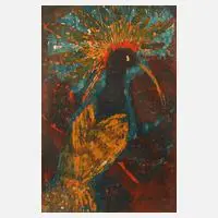 Helena Scigala, "Feuervogel", Farbholzschnitt