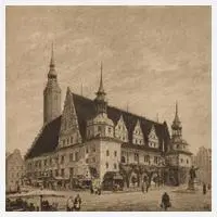 Hugo Ulbrich, "Rathaus Brieg", Radierung