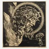 Peter Valentin, Christuskopf, 1936, Holzschnitt auf Papier