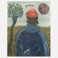Arik Brauer, "Herzklopfen", Farbradierung auf Velin