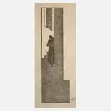 Edward Gordon Craig, Holzriss aus Hamlet, Holzschnitt in zwei Farbtönen auf Japanpapier