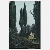 Ernst Fuchs, Mädchen mit Einhorn, Aquarell und Gouache überarbeitet Farblithographie