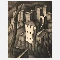 Alexander Kanoldt, "Olevano V", Lithographie