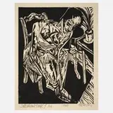 Hans Orlowski, "Sich Ankleidende", 1920, Holzschnitt auf Papier